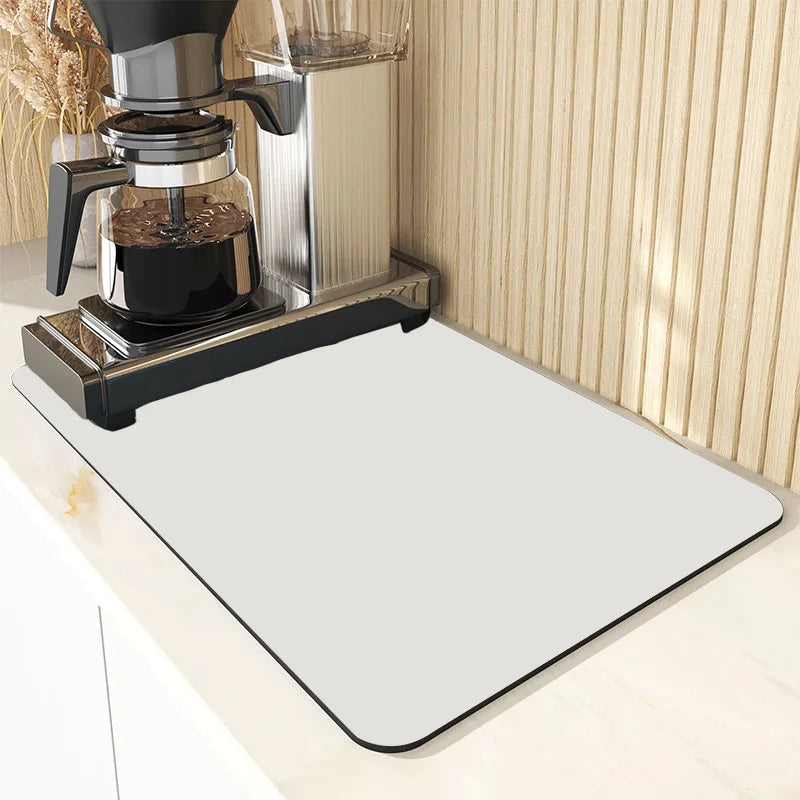 VIKAMA Simple Coffee Mat Kitchen Worktop Draining Mat Anti-Scald Placemats Dish Drying Mats Absorbent Non-Slip Diatomite Carpet