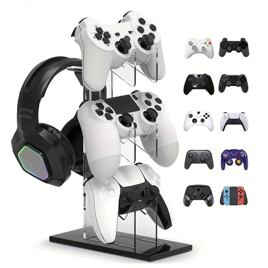 Acrylic 3-layer Console Stand Base Headset Holder Mount Desktop Storage for All Gamepad Headphone Airpods Max Gaming Accessories