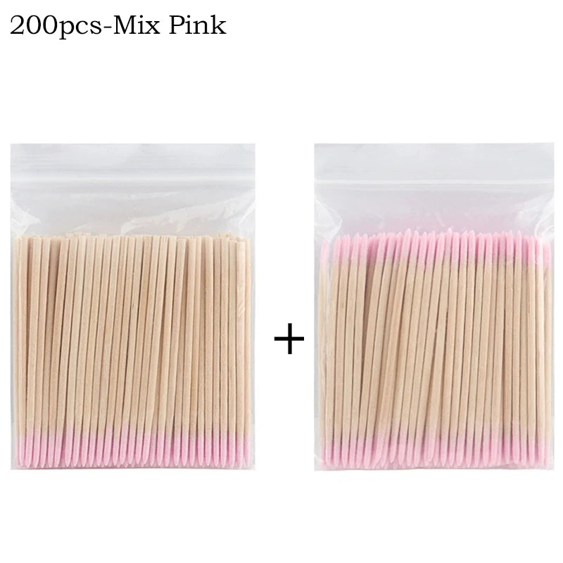 100/300/500Pcs Disposable Wood Cotton Swab Double Head Lipstick Ear Swabs Eyelash Cleaning Cotton Buds Manicure Beauty Supplies