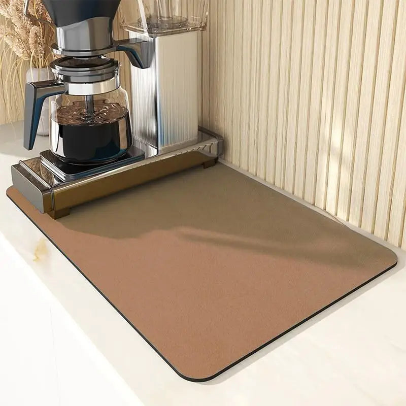 VIKAMA Simple Coffee Mat Kitchen Worktop Draining Mat Anti-Scald Placemats Dish Drying Mats Absorbent Non-Slip Diatomite Carpet
