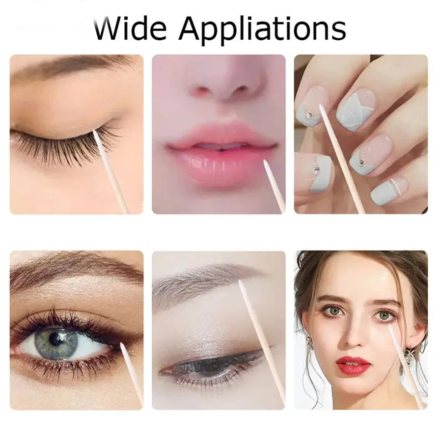 100/300/500Pcs Disposable Wood Cotton Swab Double Head Lipstick Ear Swabs Eyelash Cleaning Cotton Buds Manicure Beauty Supplies