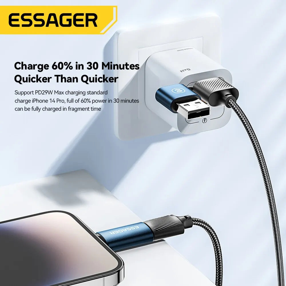 Essager 2 In 2 USB Fast Charging Cable For Samsung Xiaomi Huawei Apple Mobile Phone USB Type C Tablet Charging Cable Accessories