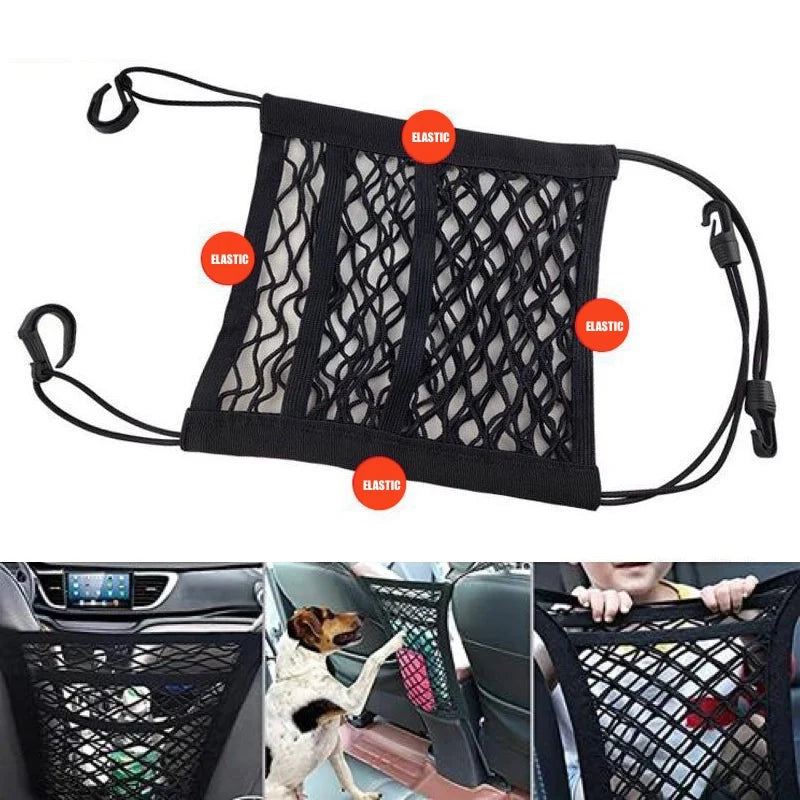 Car Storage Net Bag Between Seats Car Divider Child Safety Net  Pet Barrier Elastic Expandable Mesh Bag  Car Interior Accessorie