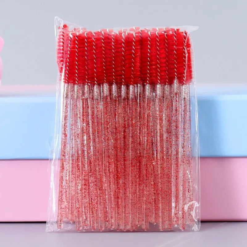 Disposable Crystal Eyelashes Brush Comb 50Pcs Eye Lashes Extension Mascara Wands Makeup Professional Makeup Beauty Tool