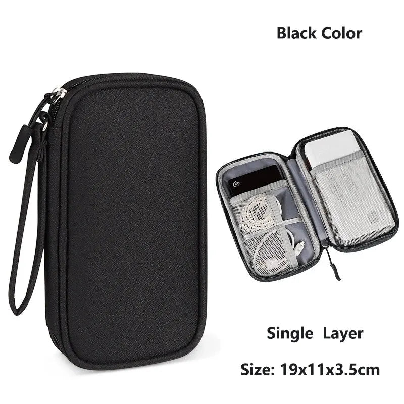 Data Cable Storage Bag Waterproof Portable Carry Case Layers Storage Bag Travel Organizer Bag for Cable Cord USB Charger