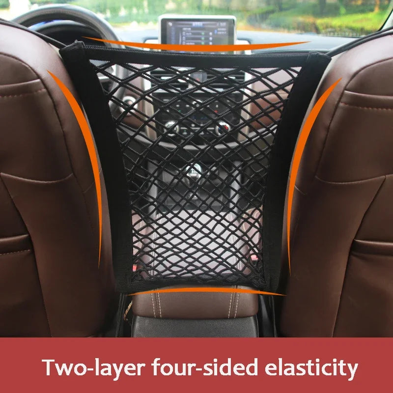 Car Storage Net Bag Between Seats Car Divider Child Safety Net  Pet Barrier Elastic Expandable Mesh Bag  Car Interior Accessorie