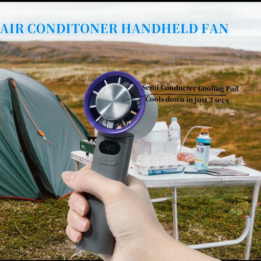 Portable Fan 120-Speed Digital Display Ice Cooling Tech Stylish Semiconductor Condensation Mini Personal Fan  for Home, Office