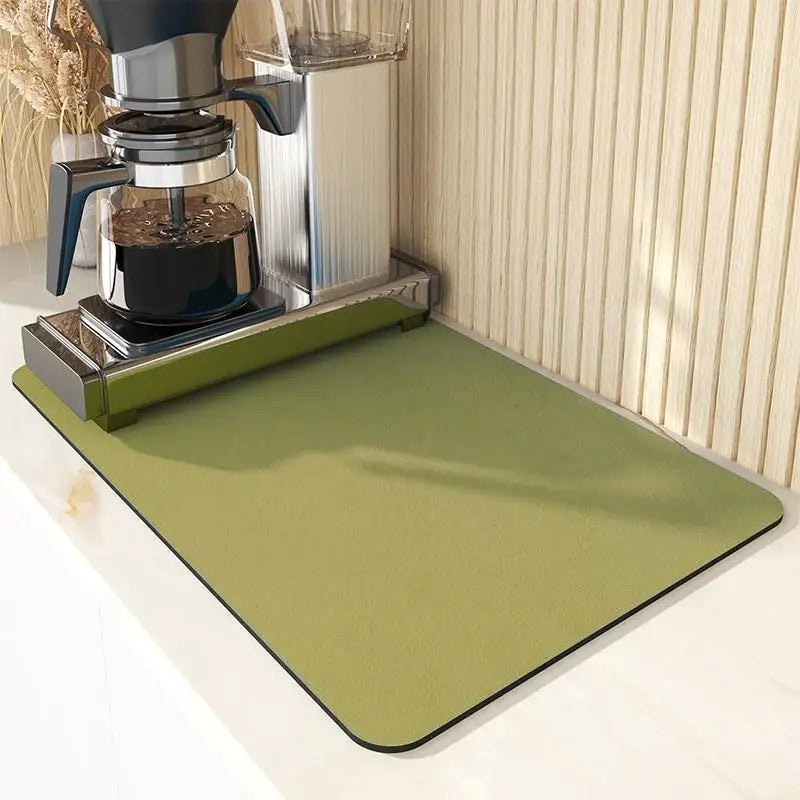 VIKAMA Simple Coffee Mat Kitchen Worktop Draining Mat Anti-Scald Placemats Dish Drying Mats Absorbent Non-Slip Diatomite Carpet