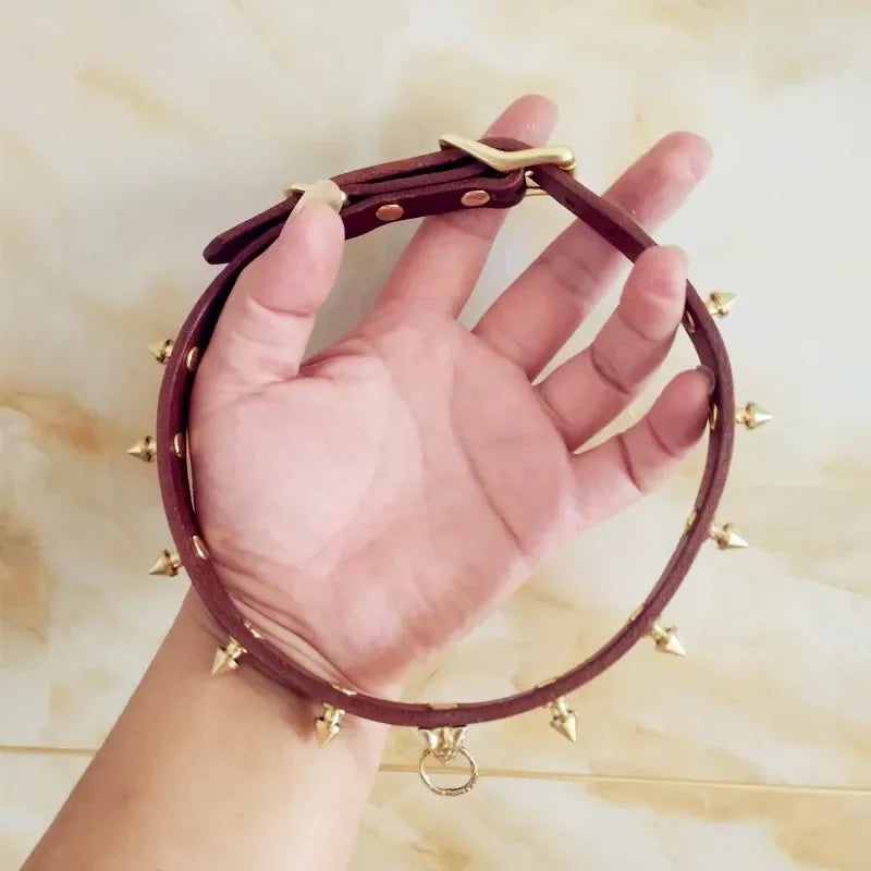 Handmade Cowhide Pet Collar Small and Medium Dog Collar Shiba Inu Corgi French Bulldog Collar Dogs Accessories  Correa Perro