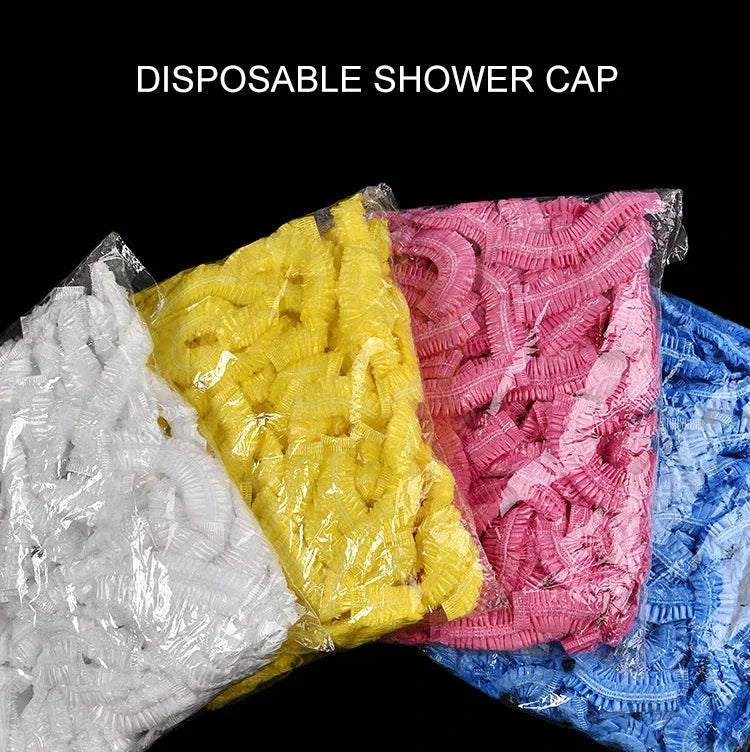 100/300pcs Disposable Plastic Shower Cap Elastic Disposable Shower Caps Anti Dust Waterproof Hat  Hair Salon Beauty Accessories