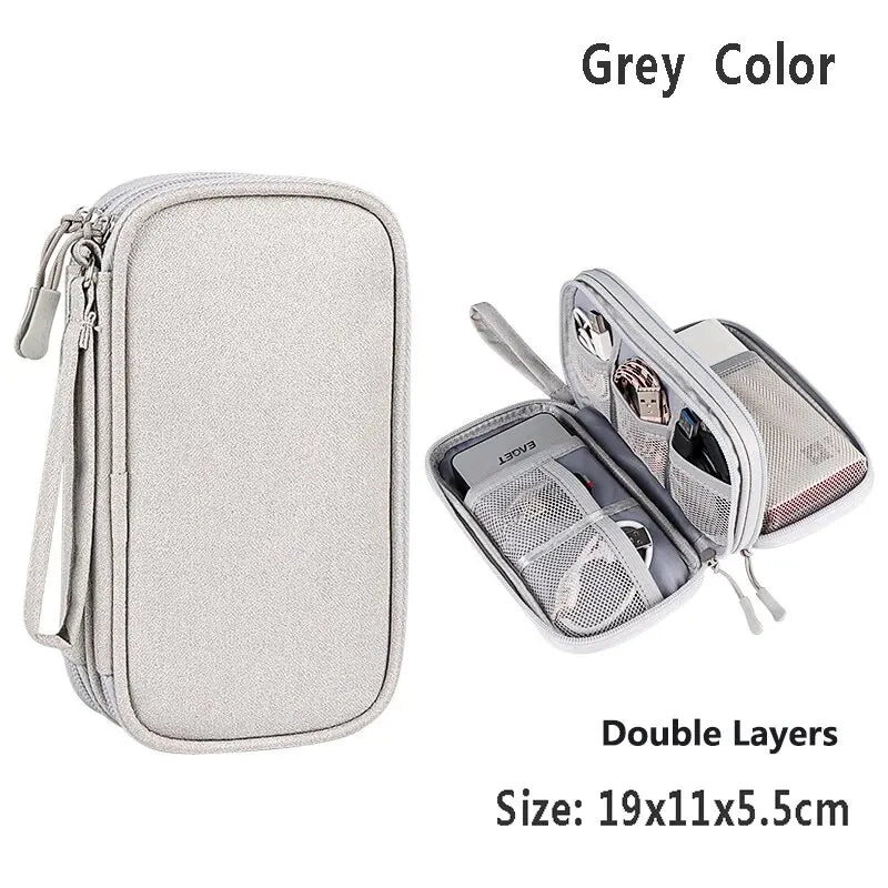 Data Cable Storage Bag Waterproof Portable Carry Case Layers Storage Bag Travel Organizer Bag for Cable Cord USB Charger