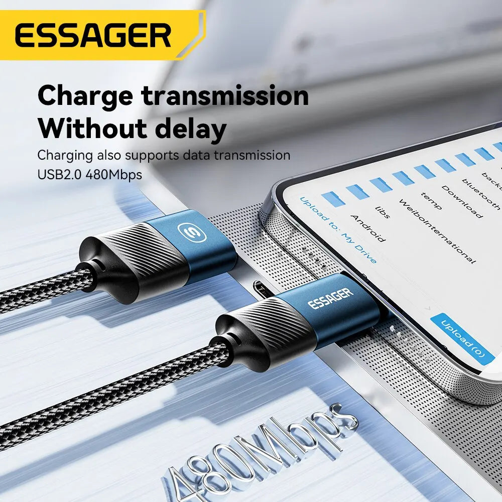 Essager 2 In 2 USB Fast Charging Cable For Samsung Xiaomi Huawei Apple Mobile Phone USB Type C Tablet Charging Cable Accessories