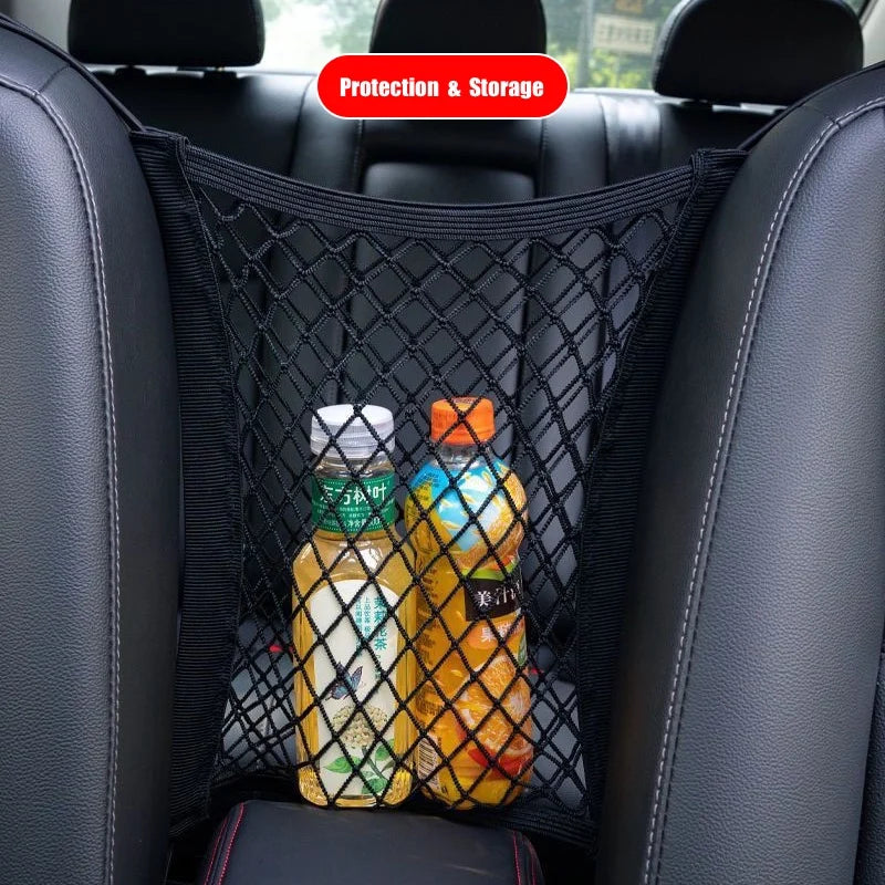 Car Storage Net Bag Between Seats Car Divider Child Safety Net  Pet Barrier Elastic Expandable Mesh Bag  Car Interior Accessorie
