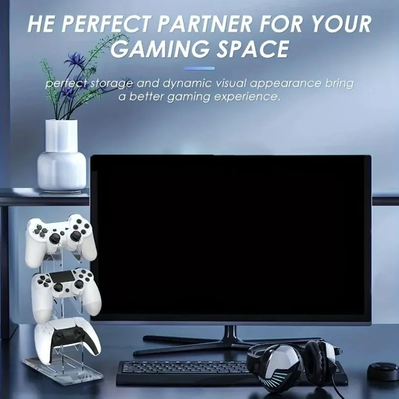 Acrylic 3-layer Console Stand Base Headset Holder Mount Desktop Storage for All Gamepad Headphone Airpods Max Gaming Accessories