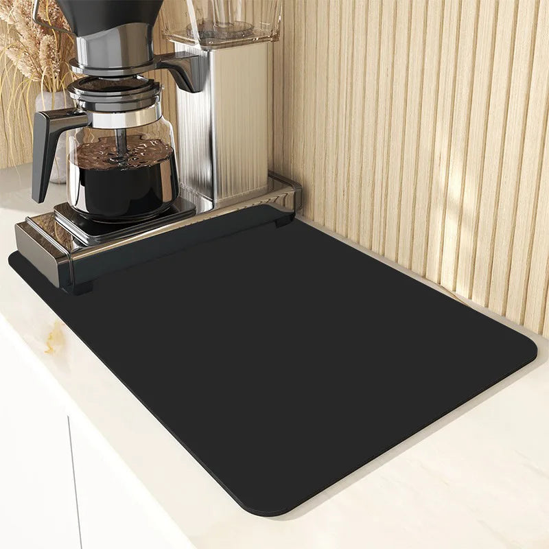 VIKAMA Simple Coffee Mat Kitchen Worktop Draining Mat Anti-Scald Placemats Dish Drying Mats Absorbent Non-Slip Diatomite Carpet