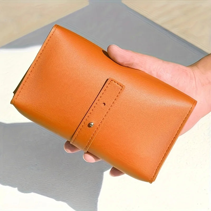 1pc PU Leather Multi-Compartment Organizer-Portable Tech School Accessories Case for Cables,Chargers,Pens-Durable Travel Storage