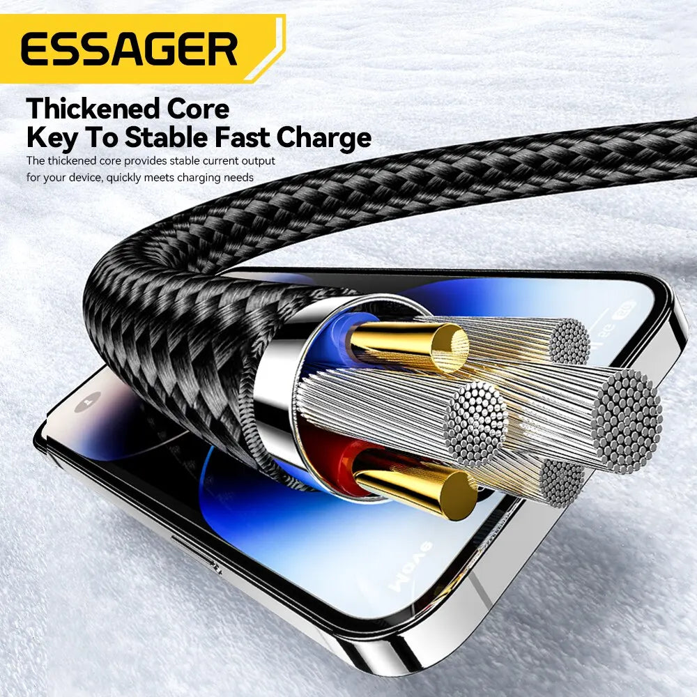 Essager 2 In 2 USB Fast Charging Cable For Samsung Xiaomi Huawei Apple Mobile Phone USB Type C Tablet Charging Cable Accessories