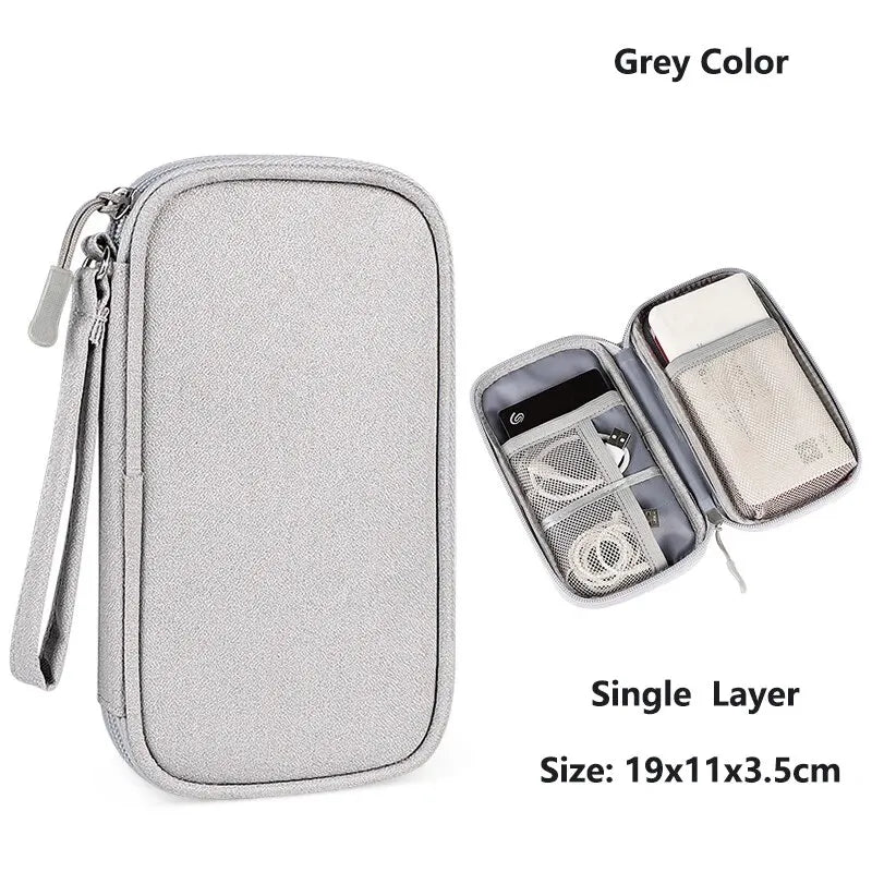 Data Cable Storage Bag Waterproof Portable Carry Case Layers Storage Bag Travel Organizer Bag for Cable Cord USB Charger