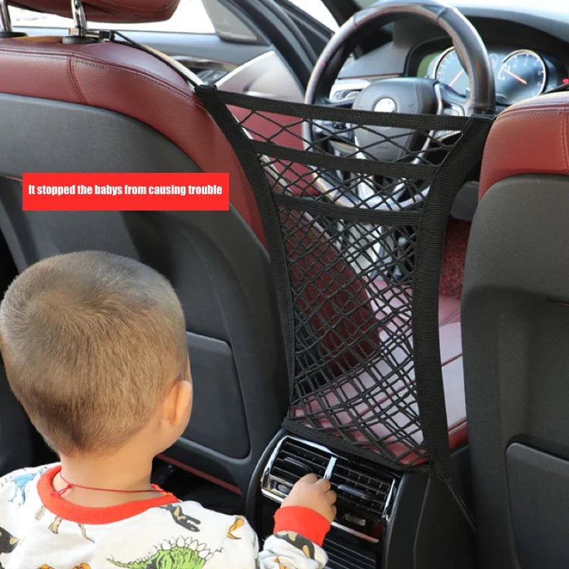 Car Storage Net Bag Between Seats Car Divider Child Safety Net  Pet Barrier Elastic Expandable Mesh Bag  Car Interior Accessorie