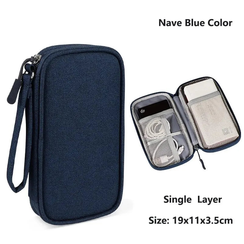 Data Cable Storage Bag Waterproof Portable Carry Case Layers Storage Bag Travel Organizer Bag for Cable Cord USB Charger