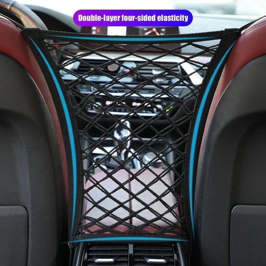 Car Storage Net Bag Between Seats Car Divider Child Safety Net  Pet Barrier Elastic Expandable Mesh Bag  Car Interior Accessorie